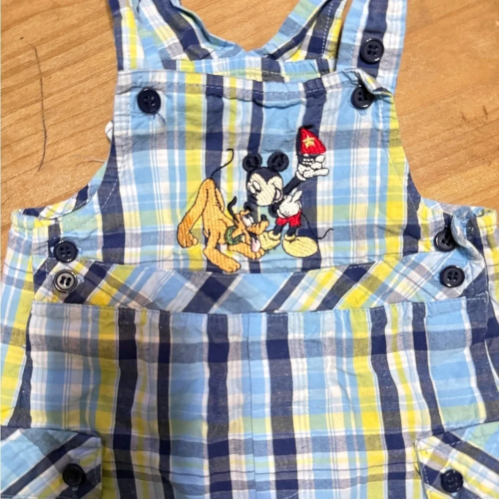 Vintage Plaid Blue and Yellow Kids Overalls - Picture 4 of 4